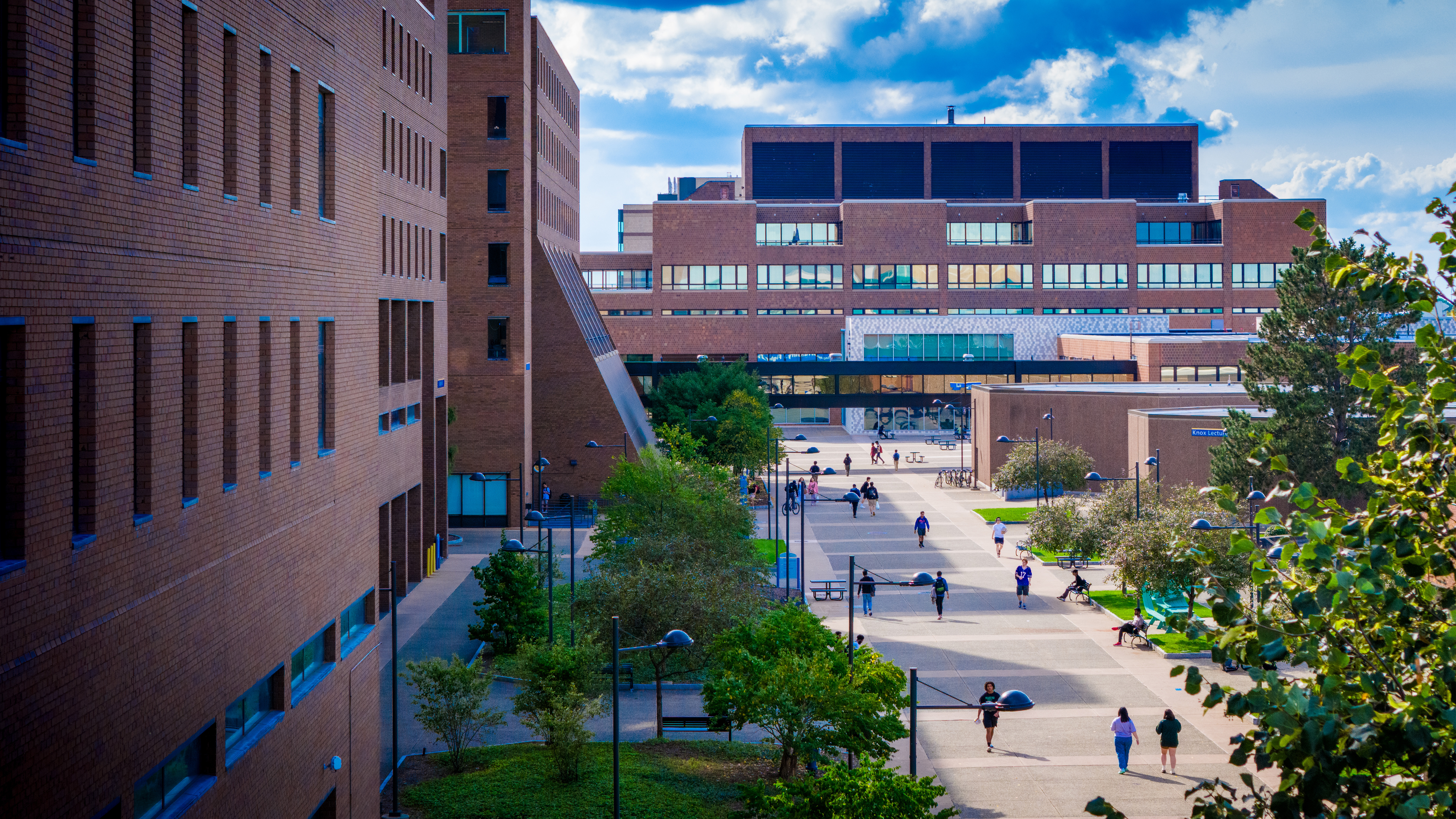 Exterior shot of promenade on UB North Campus.